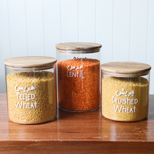 Picture of Airtight Glass Jar - Acacia Lid 3L -Straight