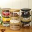 Picture of Three Stackable glass jar with Three Black lid