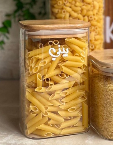 Picture of Airtight Glass jar 700 ml (10 * 15) - Bamboo Lid - Square